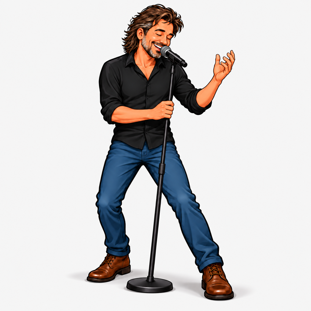 Cartoon Freek singing into a microphone