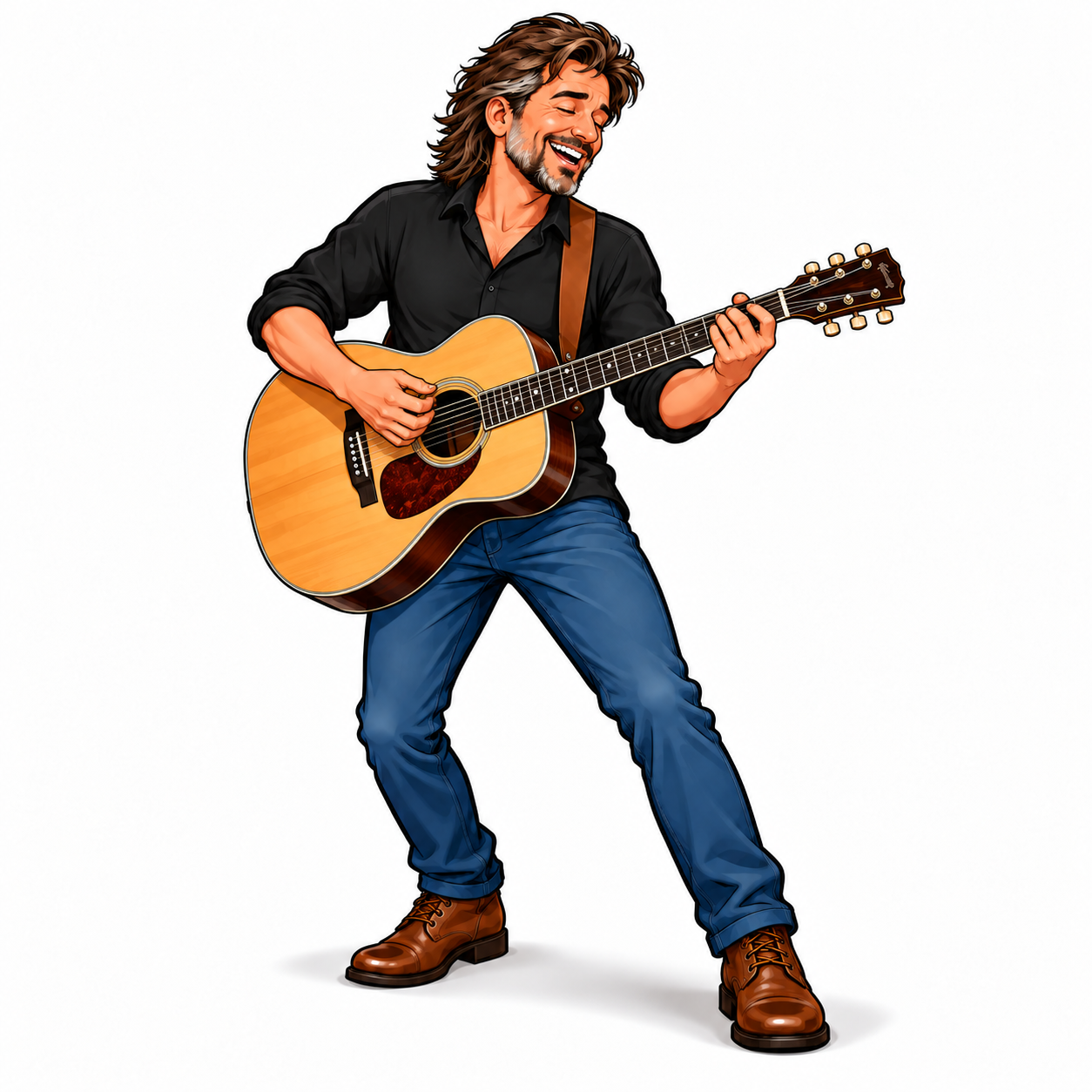 Cartoon Freek performing with acoustic guitar